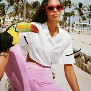 ZARA WHITE CROP TOP XS